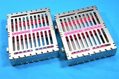 2 GERMAN DENTAL AUTOCLAVE STERILIZATION CASSETTE BOX TRAY FOR 10 INSTRUMENT-PINK