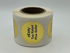 ebay TR Plus Seller badge bright gold foil 1.5″ starburst label sticker 250/rl