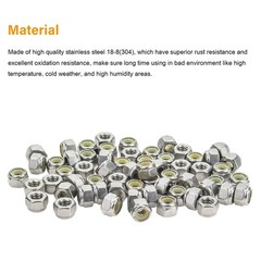 60 Pieces 1/4″-20 Nylon Insert Hex Lock Nuts, 304 Stainless Steel