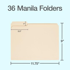 Oxford File Folders, 36 Pack, Letter Size (8.5″ x 11″), 3 Letter, Manila