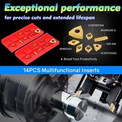 Indexable Lathe Turning Tool 21Pcs Kit 1/2” 12mm Shank 7Pcs Carbide Turning …