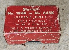 Starrett No. 196K and 645K sleeve – snug – Made in U.S.A.
