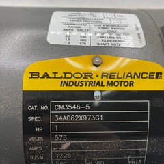 Baldor Reliance CM3546-5 Industrial Electric Motor 1-HP 1725 RPM 575 Volts ✅