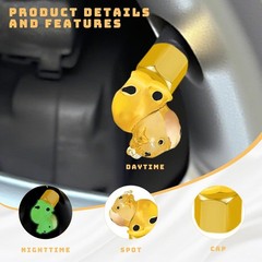 Glow in The Dark Tire Valve Caps, 4 PCS Yellow Car Accessories f Color: yellow