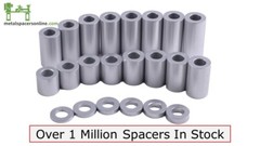 New Aluminum Spacer Bushing 1/2″ OD x 3/8″ ID–Fits M10 or 3/8″ Bolts