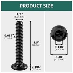 20Pcs 1/4-20 x 2 Flat Head Socket Head Screws 304 Stainless Steel Furniture B