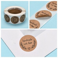 Handmade with Love Sticker Labels 500 each per roll Great for Orders Crafts