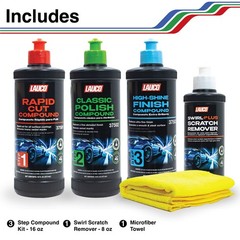 LAUCO Paint Correction Compounds Step 1, 2, 3 – 16oz, Swirl Remover 8oz Kits