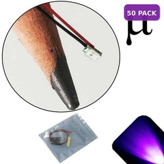 50 x 12v 0805 2012 UV Purple Micro SMD LED Pre-Wired Light Soldered Lead 9v 18v