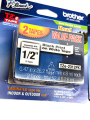 Brother P-Touch Tape Lot: (2) 1/2″ TZe-2312PK & (1) 3/4″ TZe-241 Black on White
