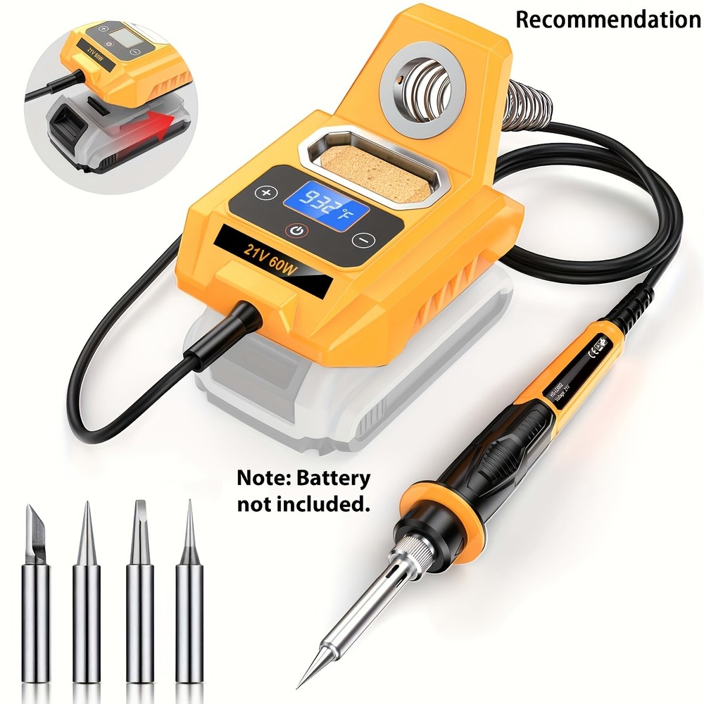 Cordless Soldering Iron Station Digital LCD Display for Dewalt 20V Max Battery