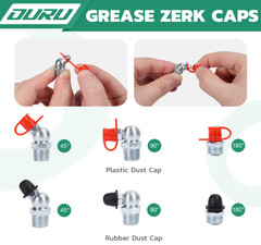 Grease Fittings Kit 100PCS 1/4-28 SAE Zerk Straight with Caps High-Performance