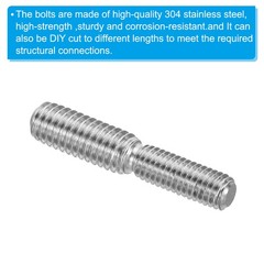 10Pack M5x0.8 to M6x1.0 Double End Threaded Stud Screw Bolt 304 Stainless Steel