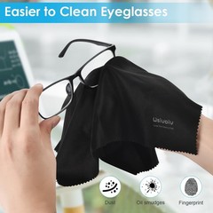 Wsivoiv 6PCS Large Eyeglass Cleaning Cloths, 12 x12 Extra Large, Black, Grey