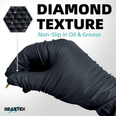 Beastek Nitrile Disposable Gloves, 8 Mil Powder Free X-Large, X-large (Black)
