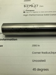 NEW HANITA 3/4″x1″x2-1/4″x6″OAL 2 Flute Carbide End Mill (FOR ALUMINUM).