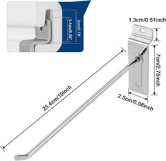 Polmart 10 Inch Heavy Duty Slatwall Panel Hooks Silver 96 Pack