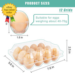 100 Pack Plastic Egg Cartons Clear 12 Grid Storage Boxes for Farm Market Use Pro