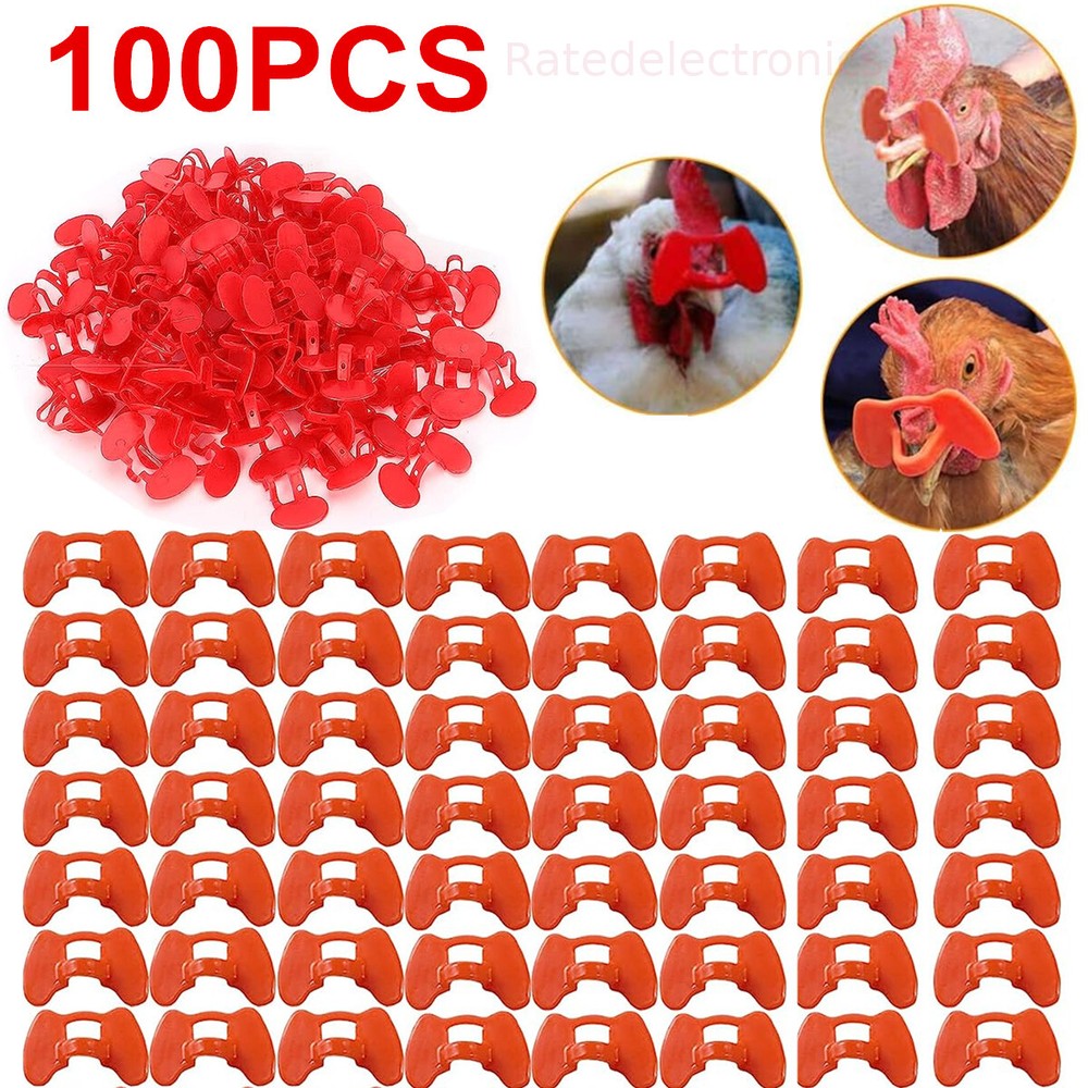100pcs Pinless Chicken Peepers Pheasant Poultry Blinders Spectacles No Fight US