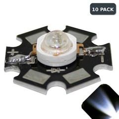 10 x LED 1 Watt Cool Clear White Star Bright Wide Angle High Power LEDs 1w w