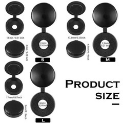 100 Pieces Hinged Screw Cover Caps Plastic Fold Snap Washer Flip Tops Black SM