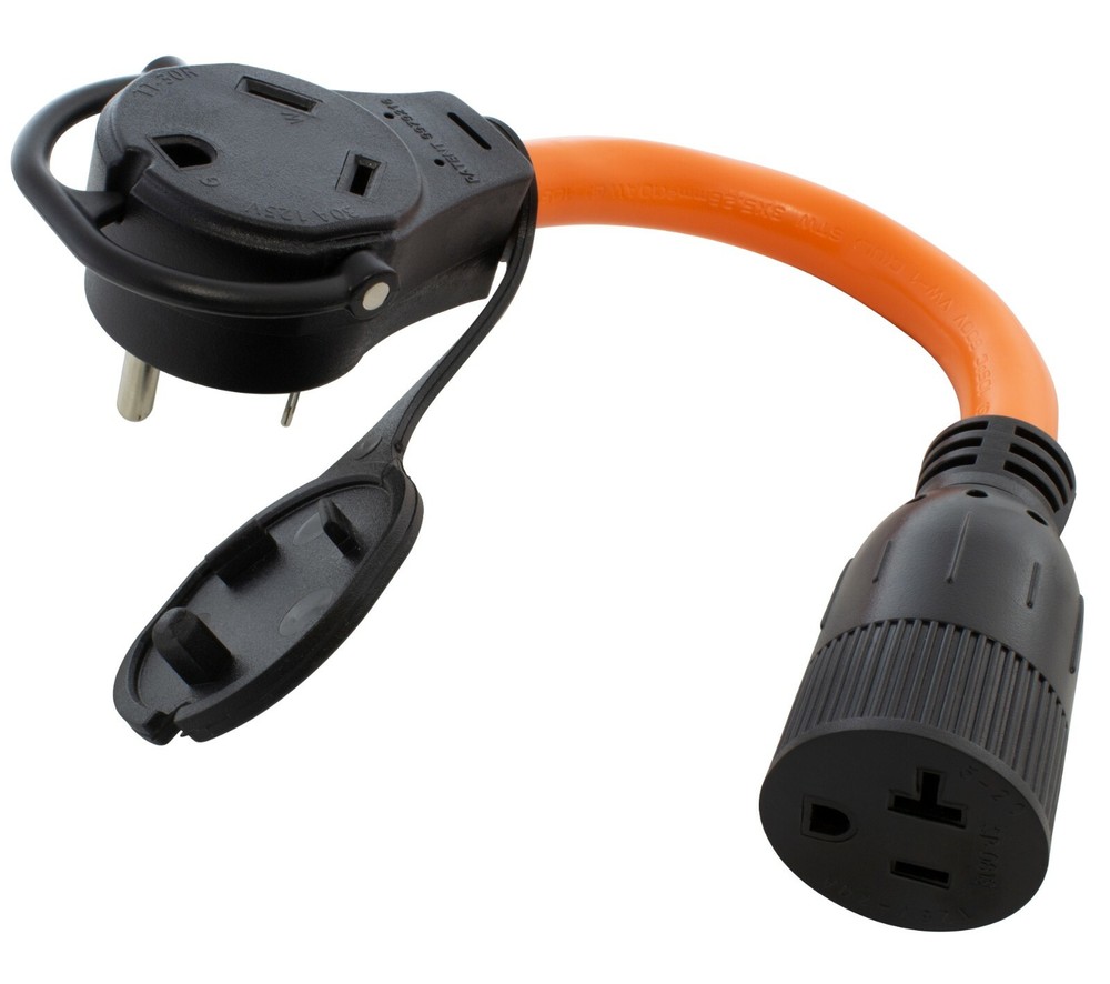 30A Piggy-Back TT-30 Plug to NEMA 5-20 Household Connector Adapter by AC WORKS®
