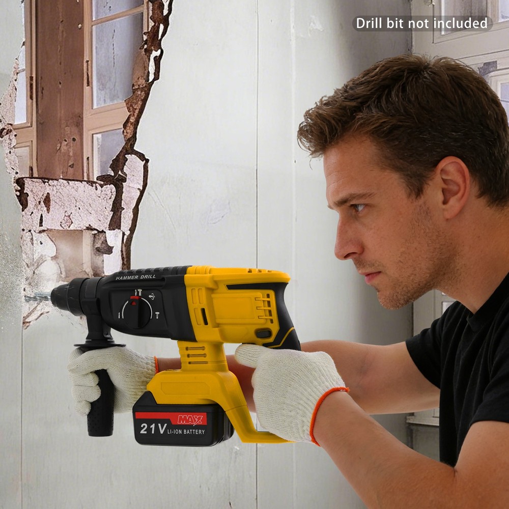 Impact Hammer Drill Hammer Drilling Machine Battery-Powered w/ 4 Modes 800W