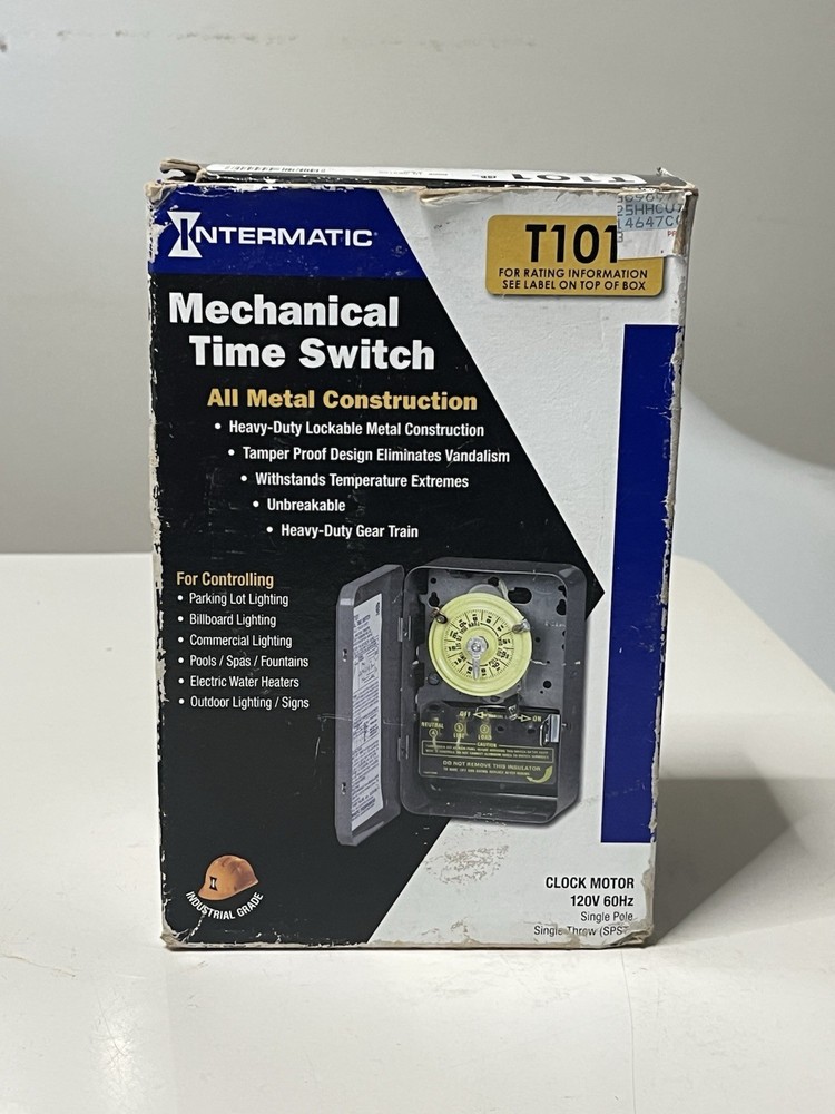 Intermatic T101 24-Hour Mechanical Time Switch 120V AC 60Hz Single Pole Outdoor