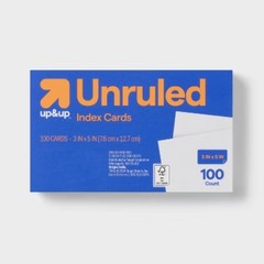 100ct 3″ x 5″ Unruled Index Cards White