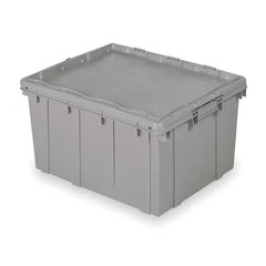 Stack & Nest Storage Tote, 17.7 gal, 24 in L x 20 in W x 12-3/8 in H, Gray,