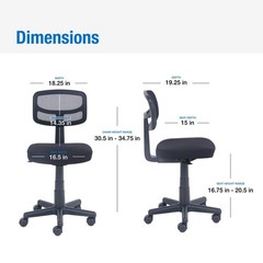 Mesh Task Chair Plush Padded Seat Black Adjustable Office Chair