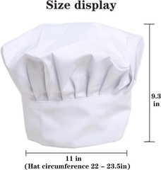 White Chef Hat for Men Women Adults,Elastic Band Small-Large,