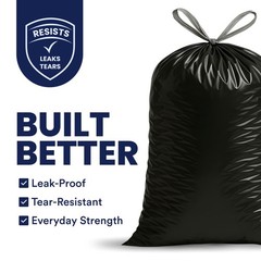 Plasticplace 13 Gallon Extra Tall Drawstring Kitchen Trash 1.2 Mil 24W X 31H