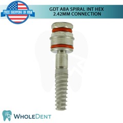 1X GDT ABA Dental Spiral Int Hex 2.42mm Connection Titanium Sterile SLA