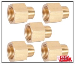 5 Pack Brass Pipe Fitting 3/8″ NPT Thread Male to 1/2″ NPT Female Reducer -Y
