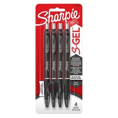 Sharpie S-Gel, Gel Pens, Fine Point (0.5mm), Black 1 Count (Pack of 4),