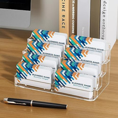 Acrylic Business Card Holder for Desk, Clear Desktop Business Card Display Stand