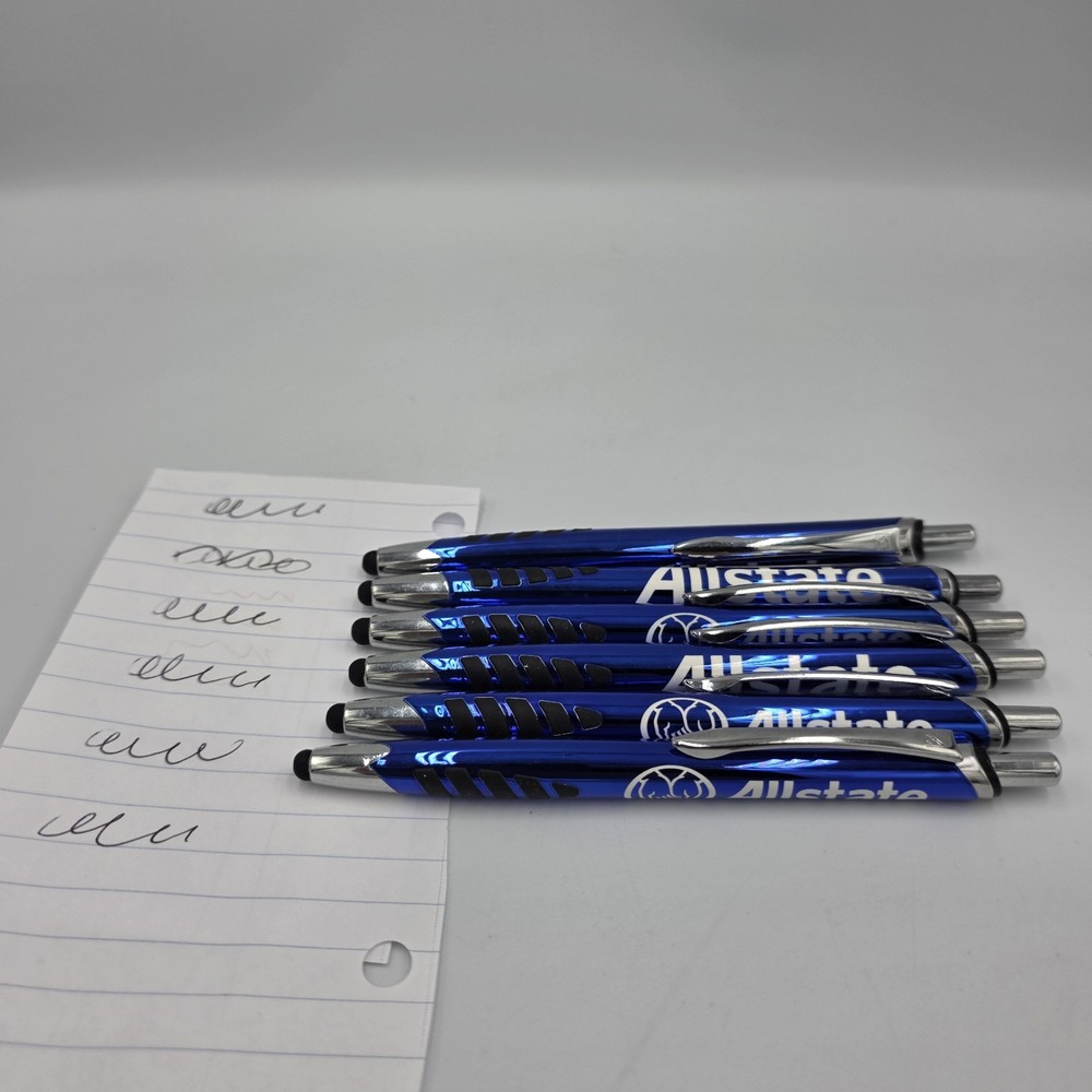 6~ Allstate Insurance Blue & Silver & White & Black Advertising Promo Pens