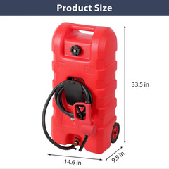 15 Gallon Fuel Caddy Portable Gas Storage Tank Container with Hand Pump W/Wheel