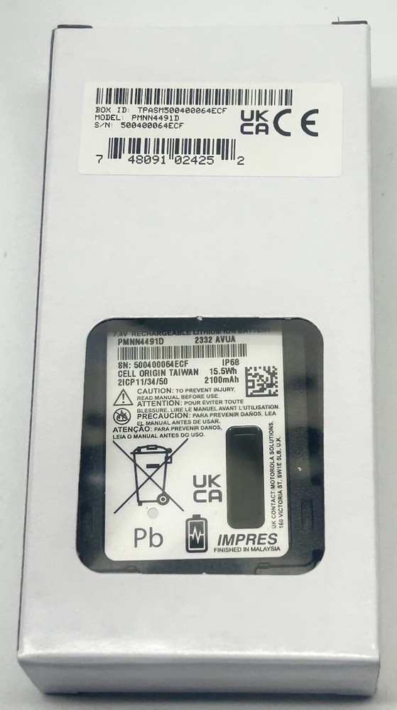 Motorola OEM Two-Way Radio Battery PMNN4491D 7.4V Impres 2100mAh! NEW