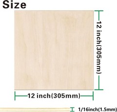 12 Pack Basswood Sheets 1/16 Inch,12″X12″X1/16 Plywood Sheets,1.5Mm Basswood