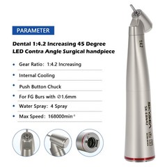 SKYSEA Dental Fiber Optic 1:4.2 Increasing 45° Contra Angle LED Handpiece DL