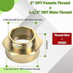 Durable Brass Fire Hose Adapter: 2″ NPT Female to 1-1/2″ NST Male Connection