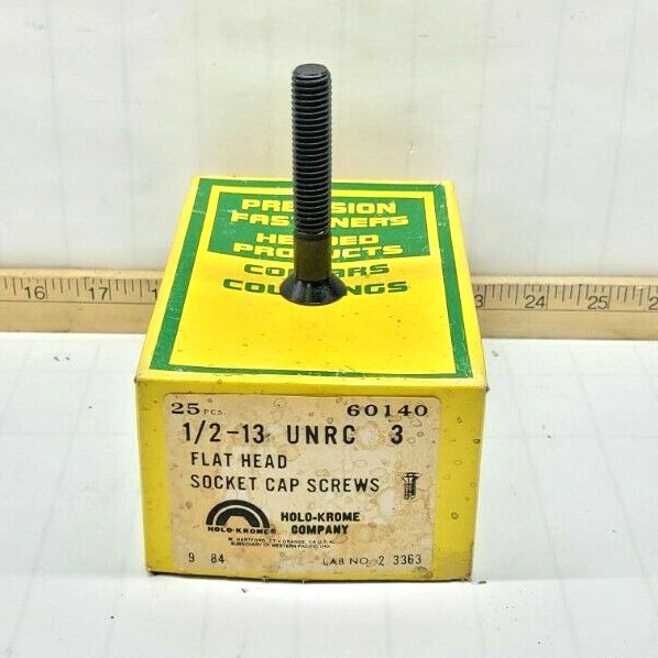 25) NEW HOLO-KROME 1/2″-13 X 3″ UNRC Flat Head Socket Cap Screws 60140 Box of 25