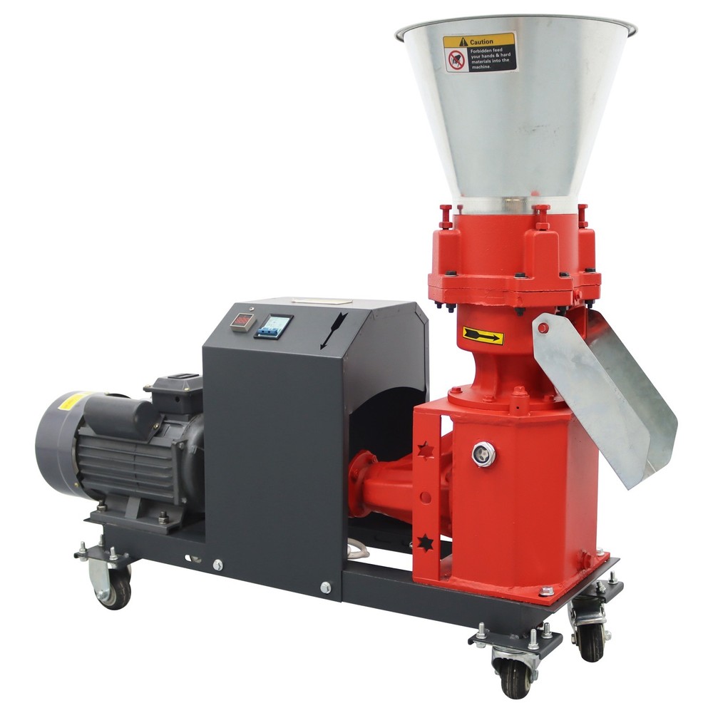 220V Farm Animal Feed Pellet Mill Machine 8MM Feed Pelletizer with 4 Head Roller