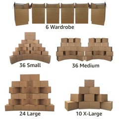 UBMOVE Wardrobe Kit 10 Rooms with 106 Boxes plus 6 Wardrobes