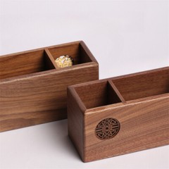 1pcs Wood Pen Holder Box Chinese Style Office Wooden Desktop Organizer Box
