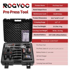 Rogvoc Electric Pipe Crimping Tool Kit 6 Pro Press Jaws Pro Press Tool For 1/2