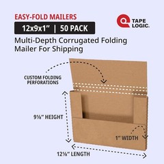 Bulk Pack of 50 Easy-Fold 12 1/8″ x 9 1/8″ Mailers – Recyclable & Reliable