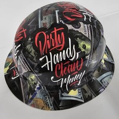 full brim hard hat custom hydro dipped IN DIRTY HANDS CLEAN MONEY NEW
